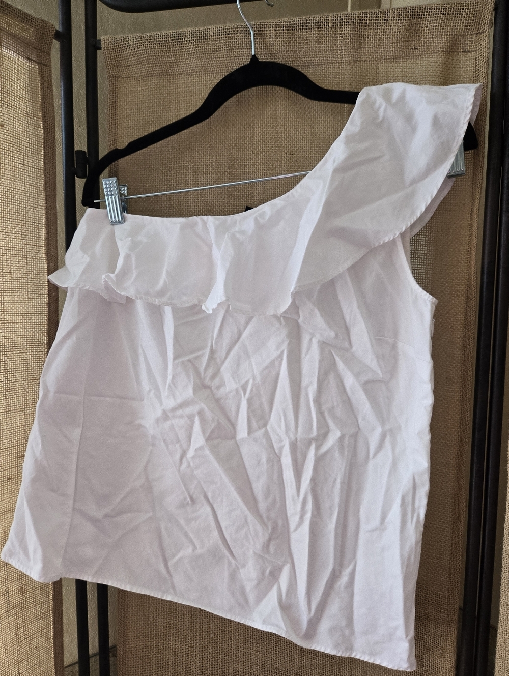 Ann Taylor One-Shoulder Ruffle Summer Top White Size SP - Picture 1 of 7